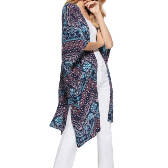 Scoop Printed Kimono Cardigan - Picture 2 of 6